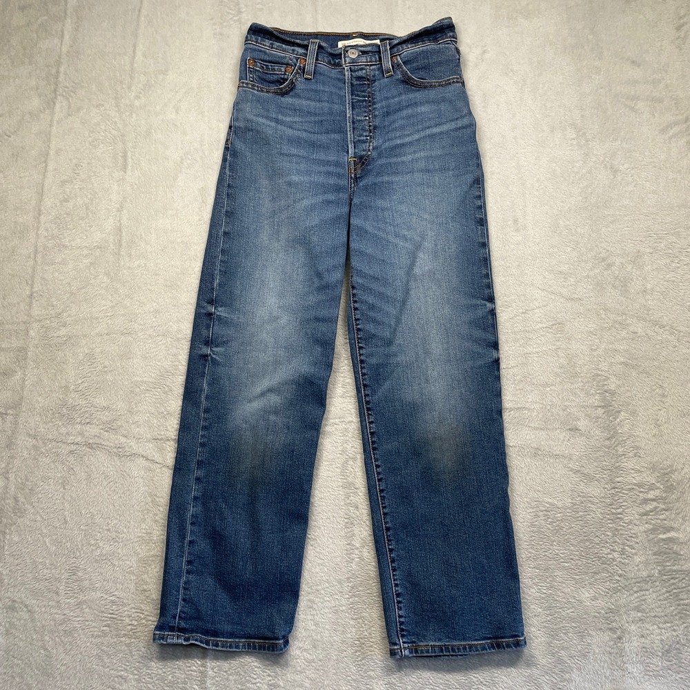 Levis Ribcage Straight Ankle Jeans Womens 26 Blue High Rise Button Fly